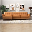 Ashcroft Davis Modern Top Leather Corner Sectional Couch in Tan