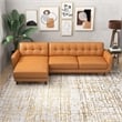 Ashcroft Davis Modern Top Leather Corner Sectional Couch in Tan