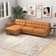 Ashcroft Davis Modern Top Leather Corner Sectional Couch in Tan