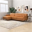 Ashcroft Davis Modern Top Leather Corner Sectional Couch in Tan