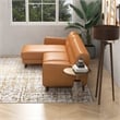 Ashcroft Davis Modern Top Leather Corner Sectional Couch in Tan