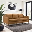 Madison Mid Century Modern Furniture Genuine Leather Couches in Cognac Tan