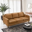 Madison Mid Century Modern Furniture Genuine Leather Couches in Cognac Tan