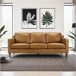 Madison Mid Century Modern Furniture Genuine Leather Couches in Cognac Tan