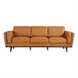 Austin Mid Century Modern Furniture Style Living Room Leather Sofa in Tan
