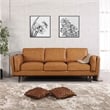 Austin Mid Century Modern Furniture Style Living Room Leather Sofa in Tan