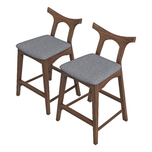 Ashcroft Foggia Square Fabric Upholstered Counter Stool Gray (Set of 2)