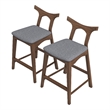 Ashcroft Foggia Square Fabric Upholstered Counter Stool Gray (Set of 2)