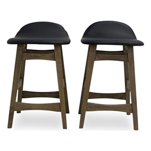 mid-century modern maxwell black leather counter stool 24