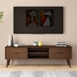 Lennon Mid Century Modern Brown Wood TV Stand with 6 Storage Cabinet