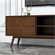 Vicenza Mid Century Solid Wood Walnut TV Stand with 6 Storage Cabinet