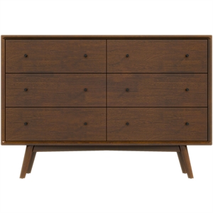 francesca mid-century modern 6-drawer dresser solid wood