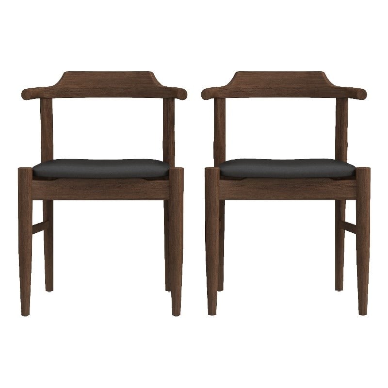 Pommern Mid-Century Modern Faux Leather Dining Chair in Black (Set of 2)