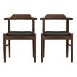 Pommern Mid-Century Modern Faux Leather Dining Chair in Black (Set of 2)