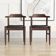 Pommern Mid-Century Modern Faux Leather Dining Chair in Black (Set of 2)