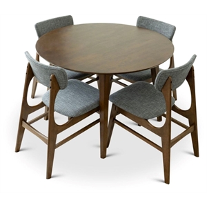 jermaine 5-piece mid-century dining set solid wood table gray dining chairs