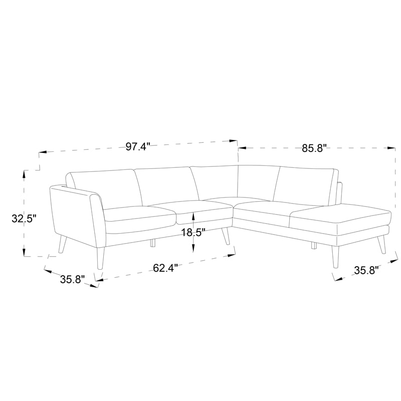 Paisley Mid-Century L-Shaped Pillow Back Microfiber Right-Facing Sectional Gray