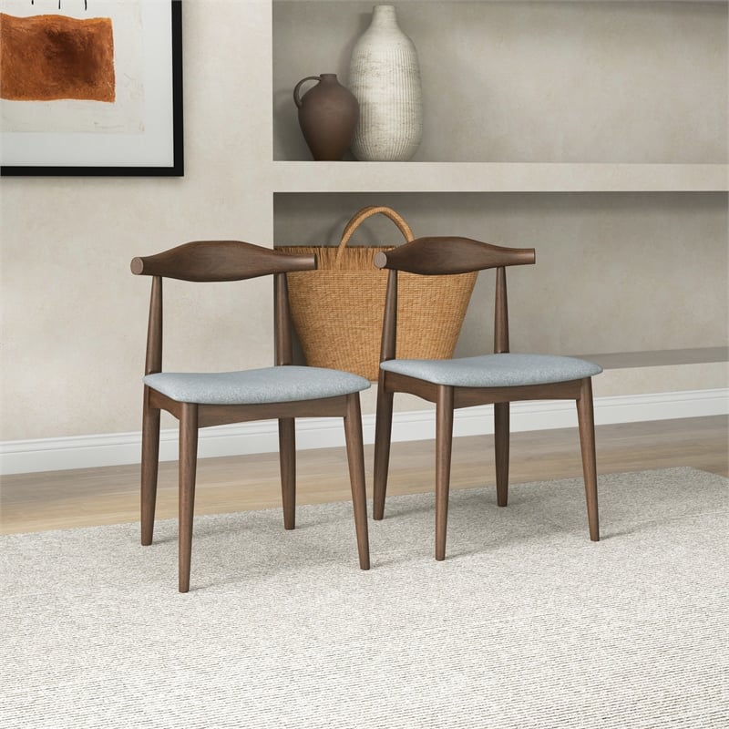 Blake Modern Dining Room and Kitchen Gray Fabric Chair (Set of 2)