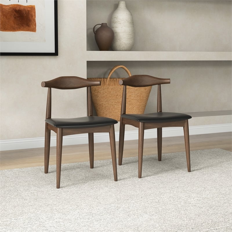 Blake Modern Dining Room and Kitchen Black Faux Leather Chair (Set of 2)