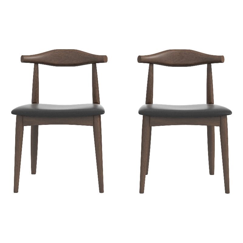 Blake Modern Dining Room and Kitchen Black Faux Leather Chair (Set of 2)