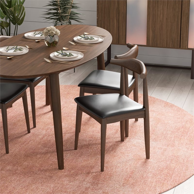 Blake Modern Dining Room and Kitchen Black Faux Leather Chair (Set of 2)