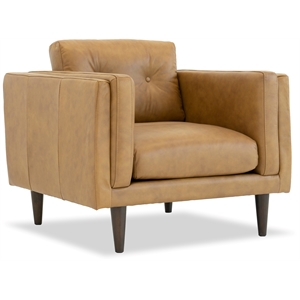 tessa mid-century modern pillow back leather armchair in tan