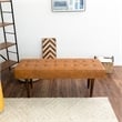Benji Mid-Century Modern Rectangular Genuine Leather Upholstered Bench in Tan
