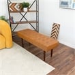 Benji Mid-Century Modern Rectangular Genuine Leather Upholstered Bench in Tan