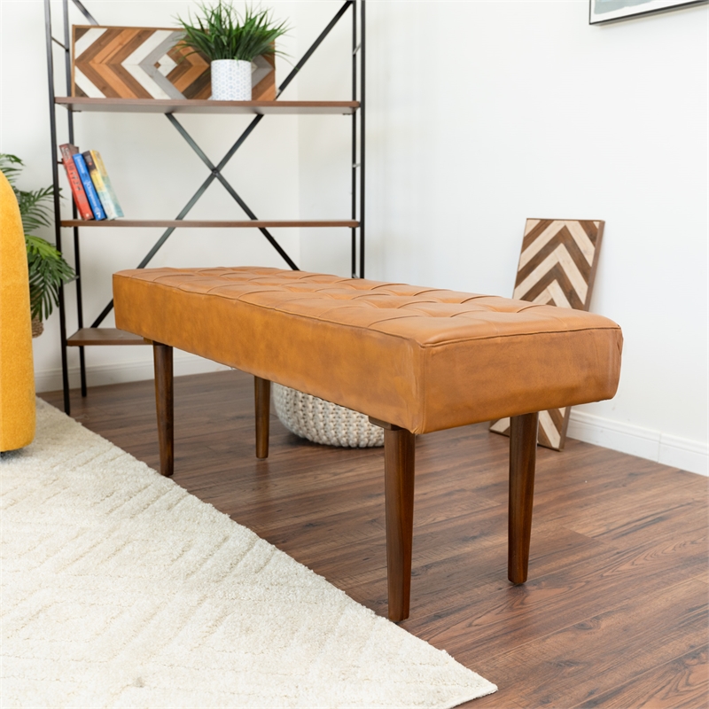 Benji Mid-Century Modern Rectangular Genuine Leather