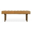 Benji Mid-Century Modern Rectangular Genuine Leather Upholstered Bench in Tan