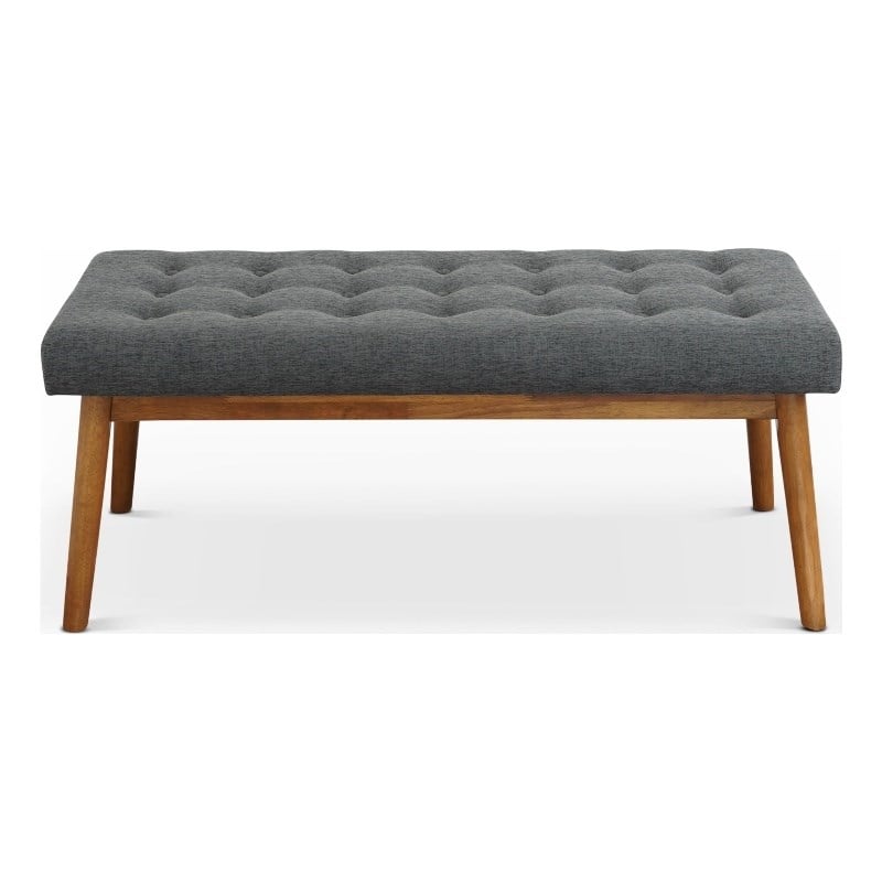 Rexton Mid-Century Modern Gray Fabric Bench