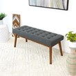 Rexton Mid-Century Modern Gray Fabric Bench