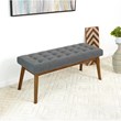 Rexton Mid-Century Modern Gray Fabric Bench