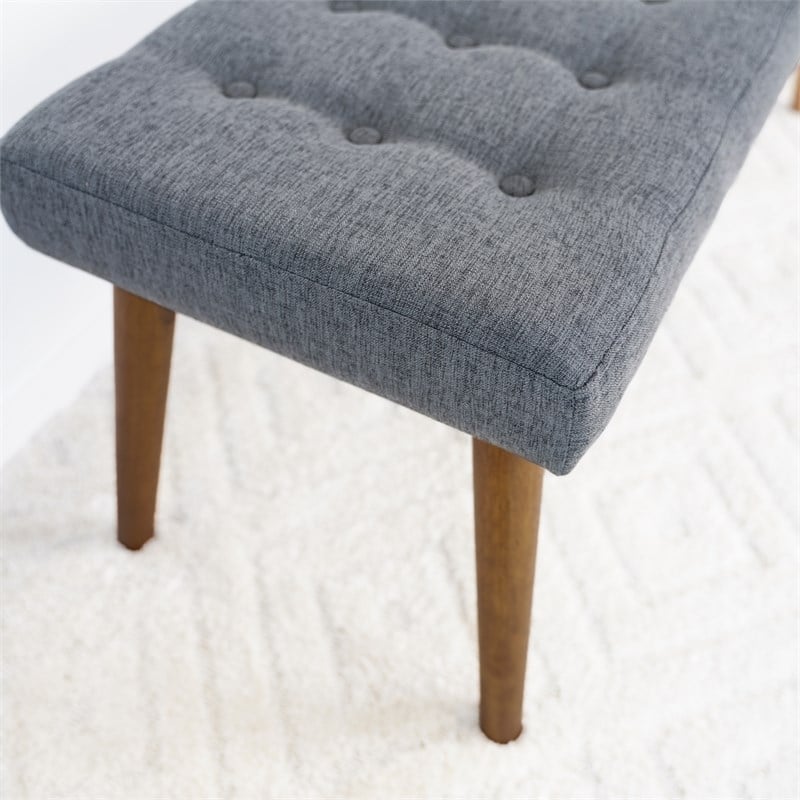 Rexton Mid-Century Modern Gray Fabric Bench