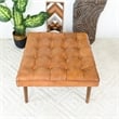 Alvar Mid-Century Modern Square Tufted Genuine Leather Ottoman in Tan