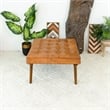 Alvar Mid-Century Modern Square Tufted Genuine Leather Ottoman in Tan