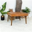Alvar Mid-Century Modern Square Tufted Genuine Leather Ottoman in Tan