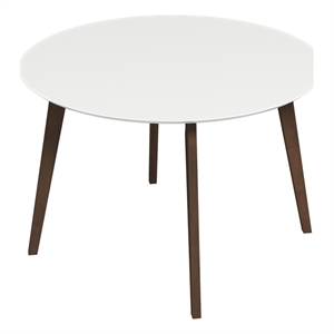 Ashcroft Piper Modern 43&quot Solid Wood Round Dining Table in Walnut/White