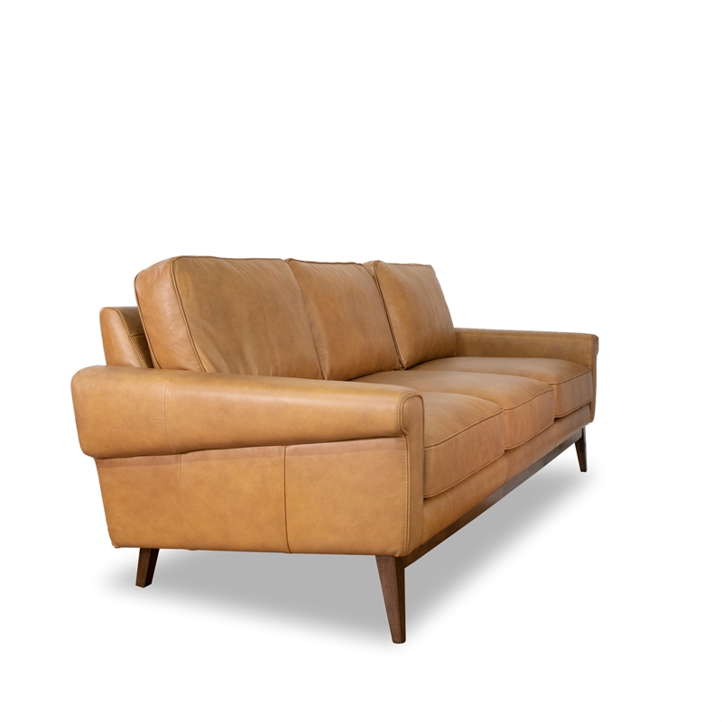 MidCentury Modern Vera Cognac Tan Leather Sofa ASH3758