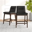 Ashcroft Helena Leather Upholstered Counter Stool in Black (Set of 2)