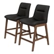Ashcroft Helena Leather Upholstered Counter Stool in Black (Set of 2)