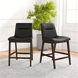 Ashcroft Helena Leather Upholstered Counter Stool in Black (Set of 2)