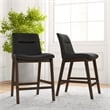 Ashcroft Helena Leather Upholstered Counter Stool in Black (Set of 2)