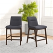 Ashcroft Helena Square Fabric Upholstered Counter Stool in Dark Gray (Set of 2)