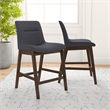 Ashcroft Helena Square Fabric Upholstered Counter Stool in Dark Gray (Set of 2)