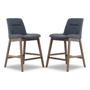 Ashcroft Helena Square Fabric Upholstered Counter Stool in Dark Gray (Set of 2)