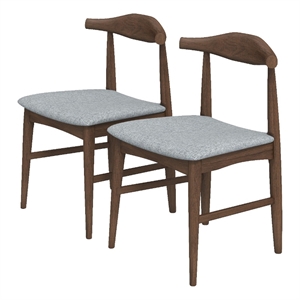 silas mid century modern  fabric dining chair  in grey (set of 2)