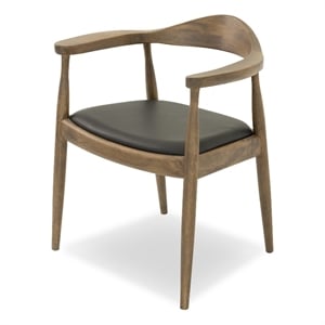 Eva Mid-Century Modern Pu Leather Upholstered Dining Chair in Black