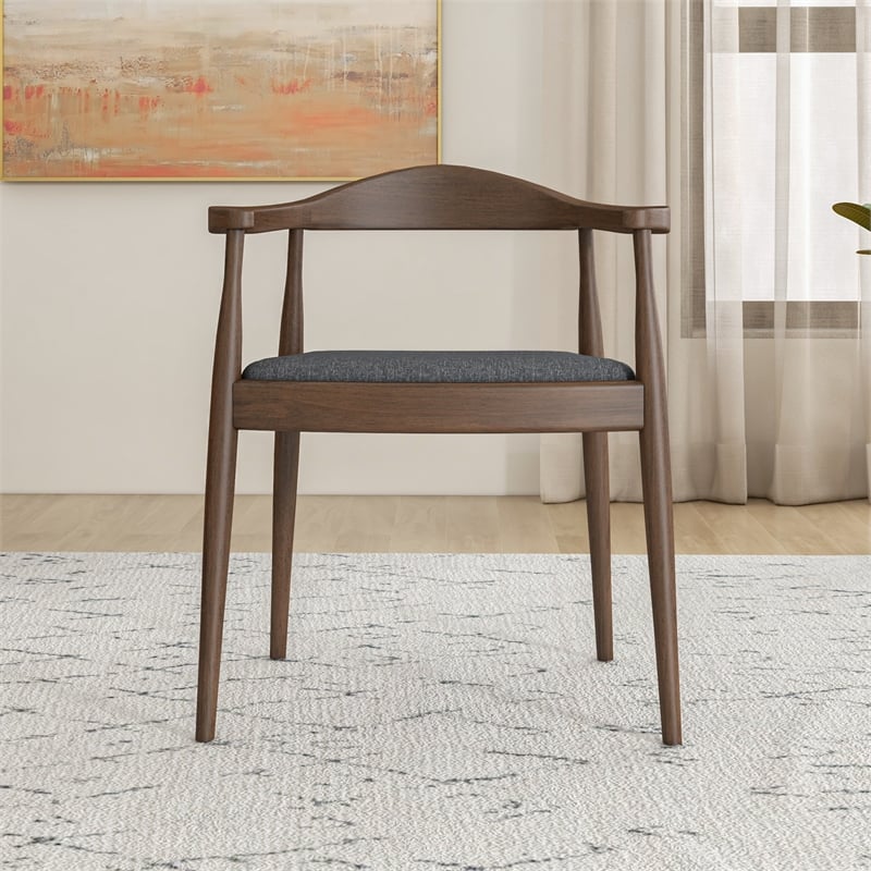 Eva Mid-Century Modern Fabric Dining Chair in Gray