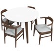 Emerald Modern Solid Wood White Dining Room & Kitchen Table and Chairs for 4